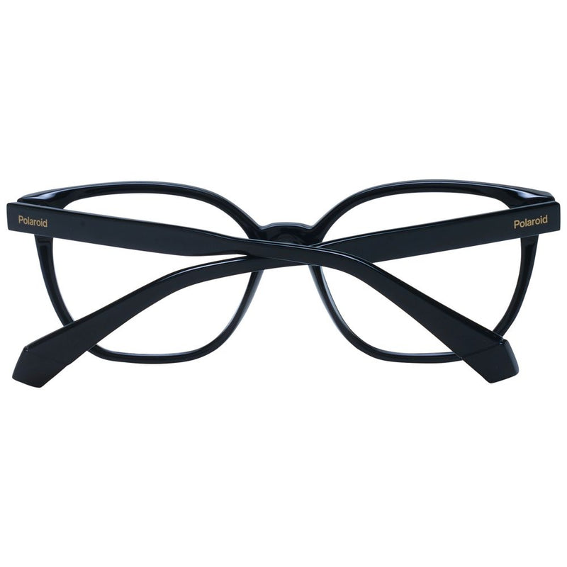 Black polyamide eyeglasses frames with thick rims and folded temples