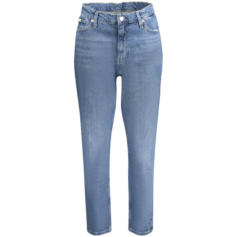 Calvin Klein blue cotton denim women's straight leg jeans with a high waist