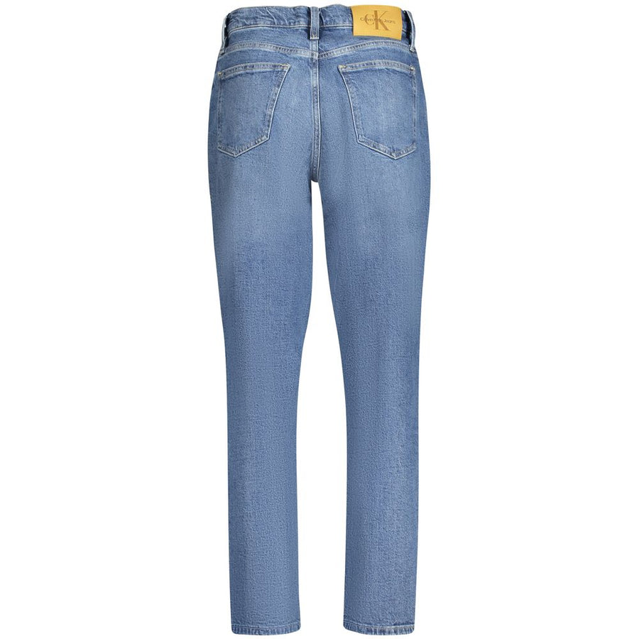 Calvin Klein blue cotton denim women's straight leg jeans with a high waist