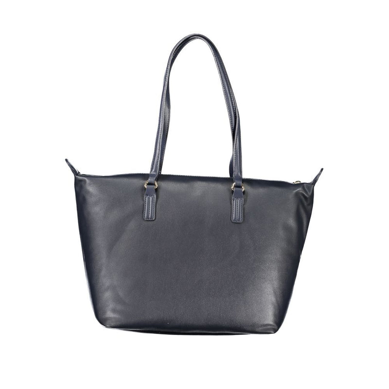 Tommy Hilfiger navy blue polyester tote handbag with twin shoulder straps