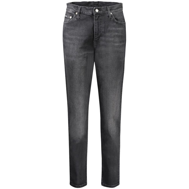 Black cotton women's skinny jeans with a washed finish