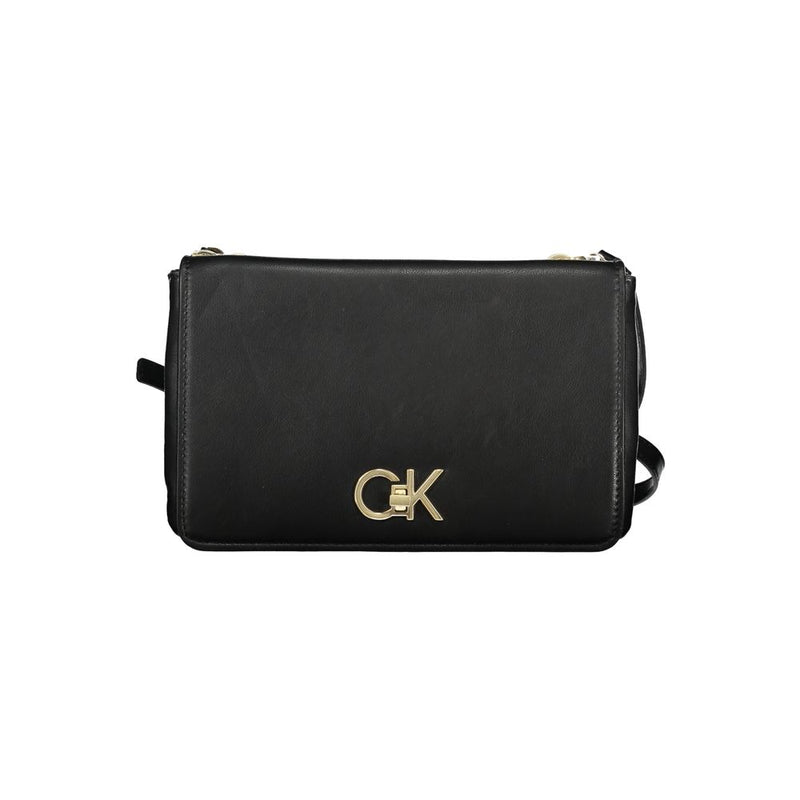 Black polyester Calvin Klein shoulder bag with gold hardware and logo clasp