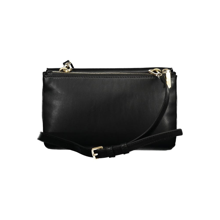 Black polyester Calvin Klein shoulder bag with gold hardware and logo clasp