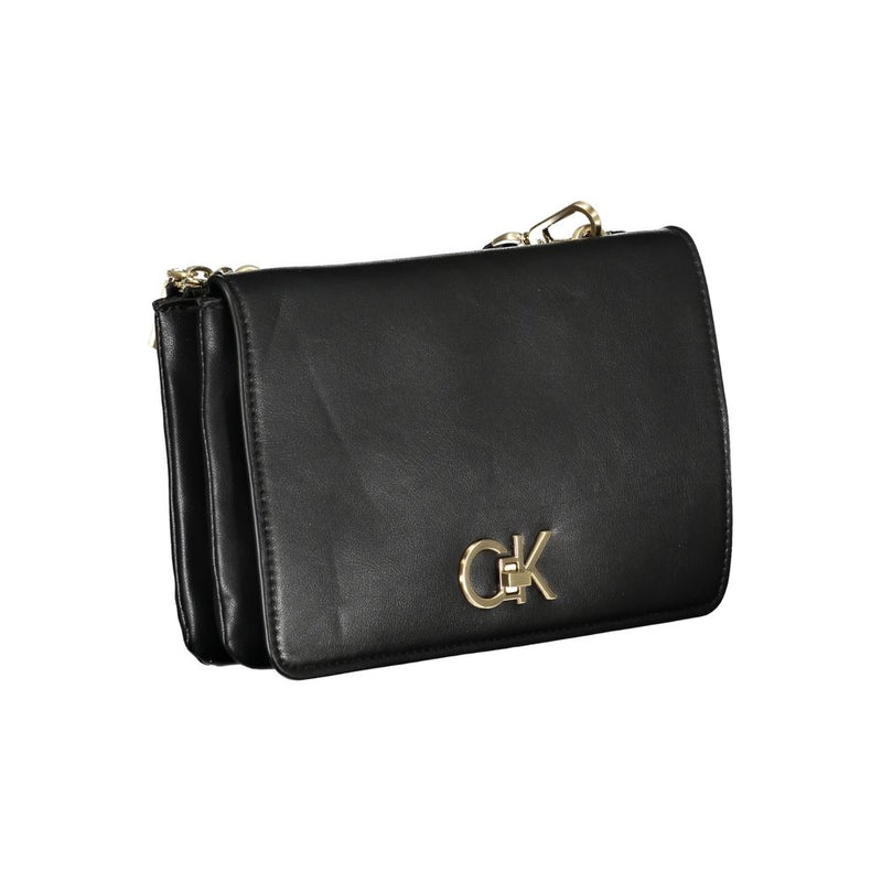 Black polyester Calvin Klein women's shoulder bag with gold hardware