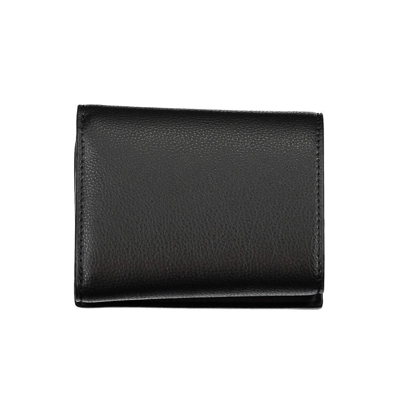 Tommy Hilfiger black polyurethane textured folding women wallet