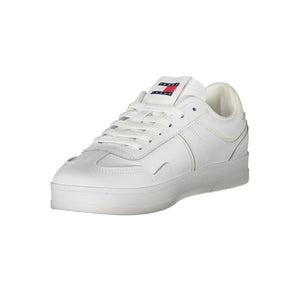 Tommy Hilfiger white polyurethane low-top women's sneaker with a branded tongue patch.