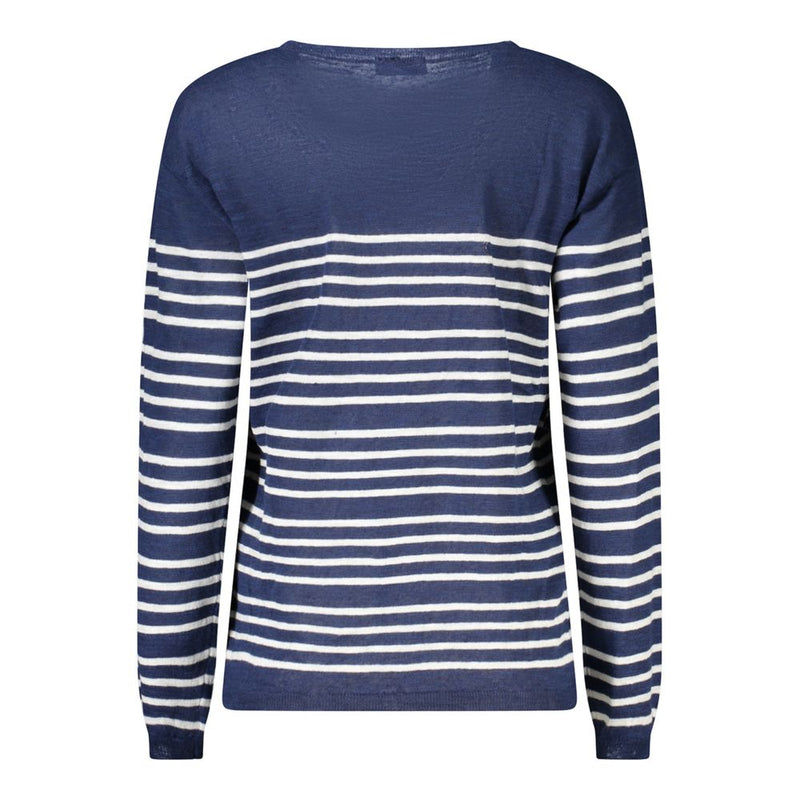 Blue and white striped linen women's sweater