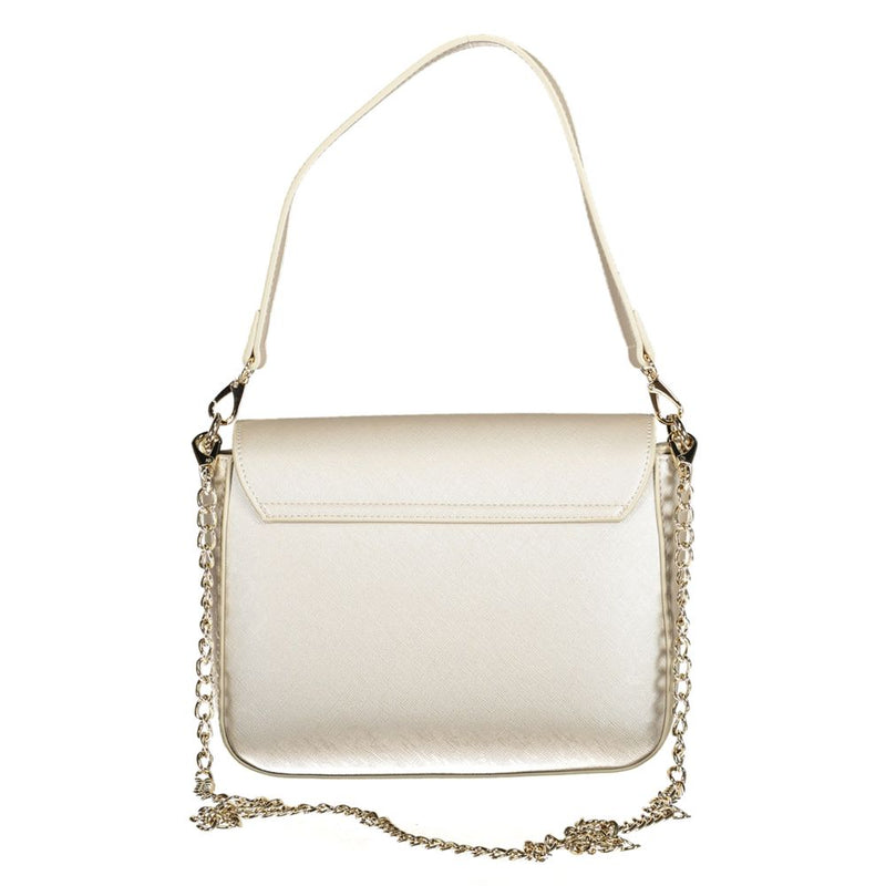 Light grey polyurethane women's shoulder bag with chain strap