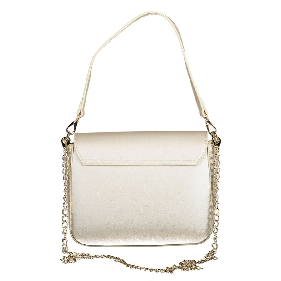 Grey polyurethane Mario Valentino shoulder bag with gold hardware and V logo pendant