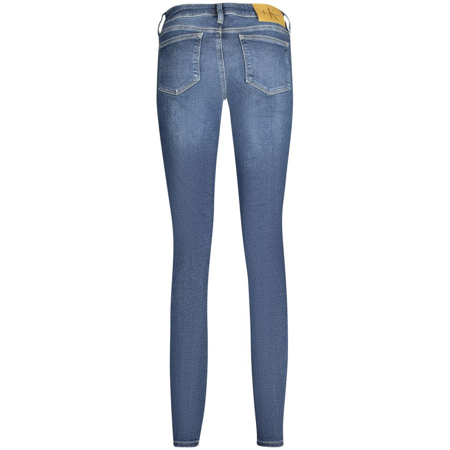 Blue cotton skinny women jeans with faded wash