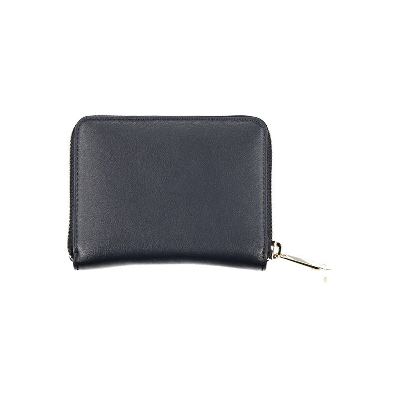 Tommy Hilfiger blue polyurethane wallet with a wrap-around zipper