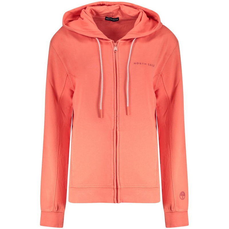 Coral pink cotton zip-up women's hoodie with a drawstring and North Sails logo