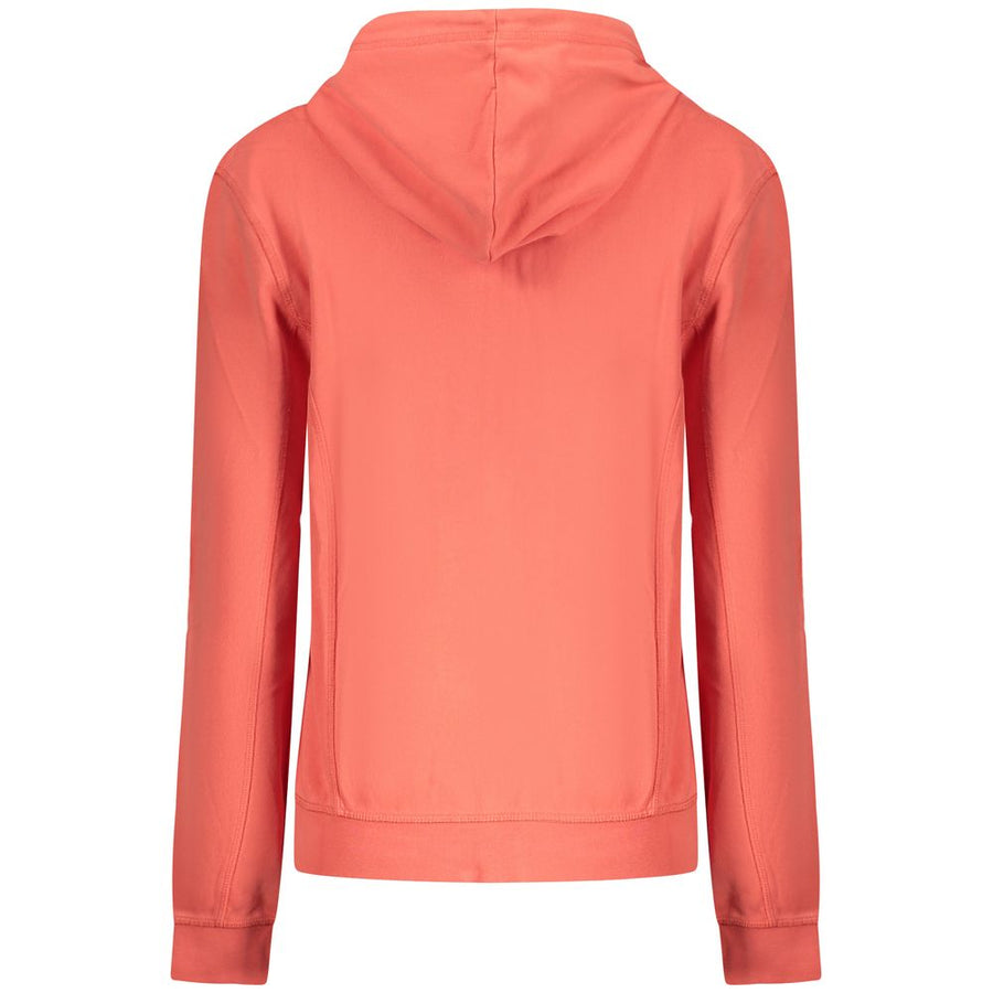 Coral pink cotton zip-up women's hoodie with a drawstring and North Sails logo