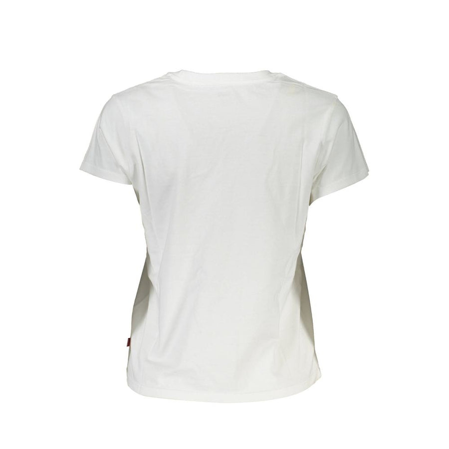White cotton Levi's women's crew neck t-shirt with 501 colorful graphic logo print