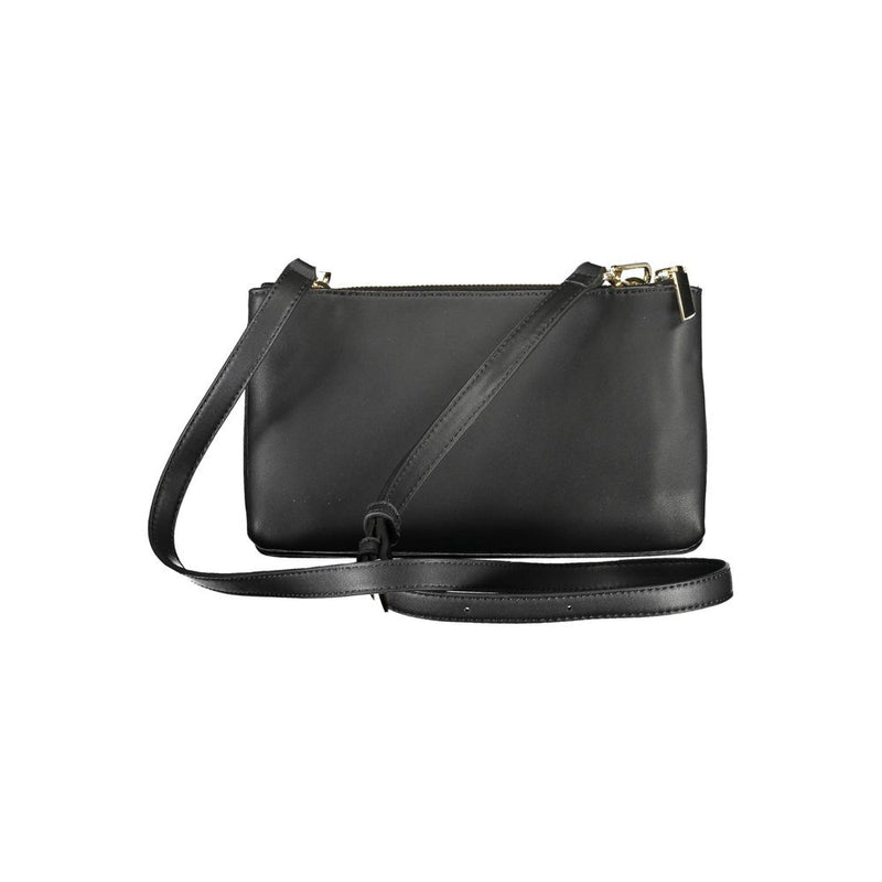Black polyester Calvin Klein women's handbag with a thin shoulder strap