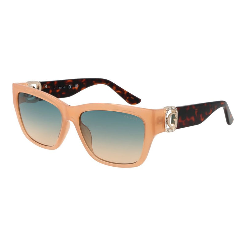 Beige plastic and metal sunglasses with gradient lenses and tortoiseshell arms
