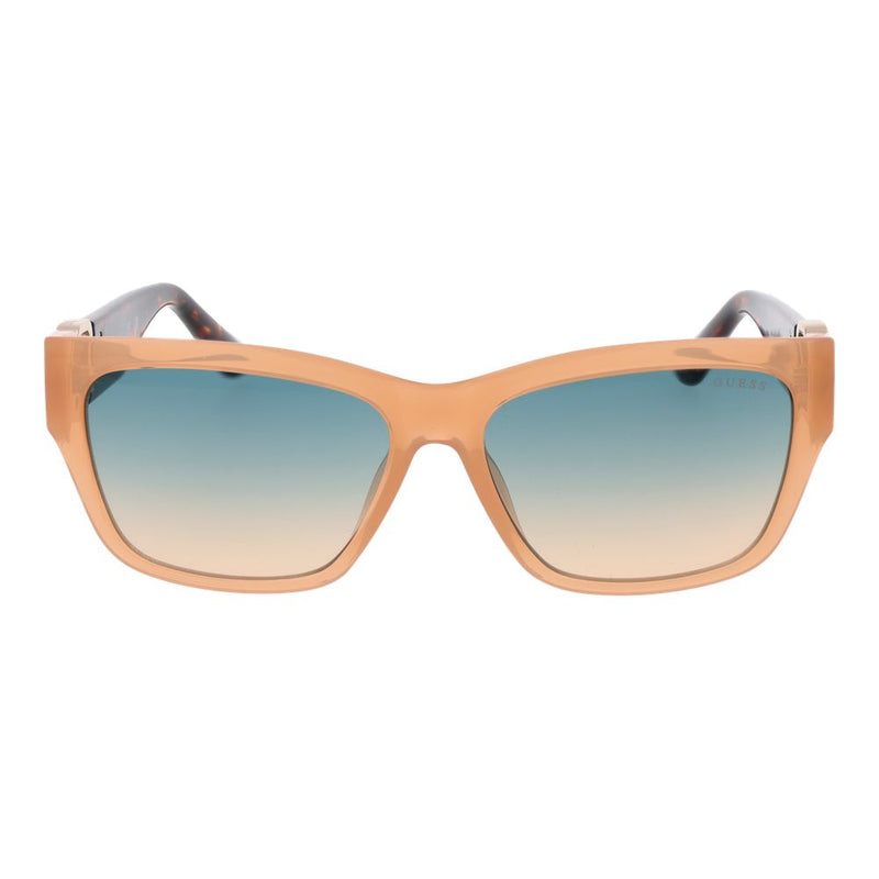 Guess beige sunglasses with gradient blue lenses and thick plastic frames