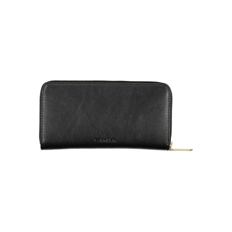 Black faux leather Calvin Klein zip-around wallet for women