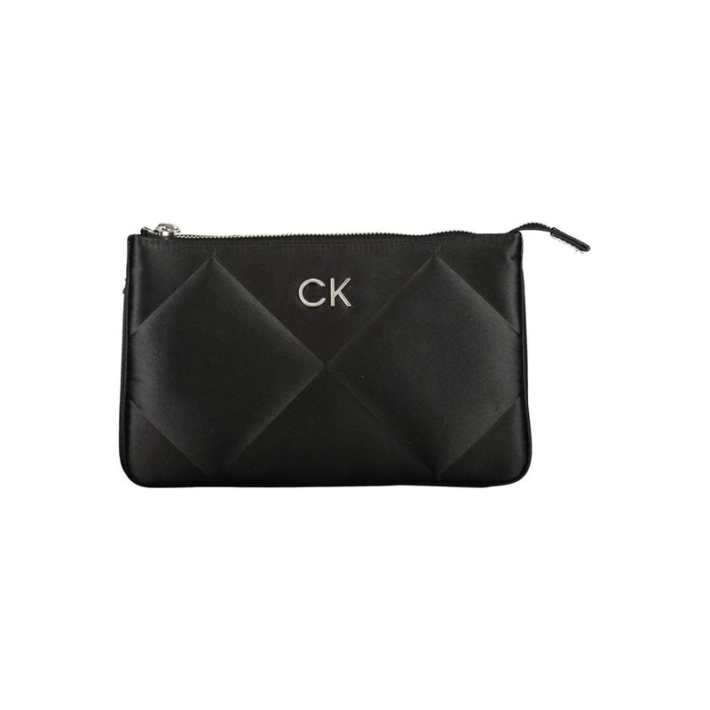 Black quilted polyester Calvin Klein shoulder bag with a zipper and silver CK logo