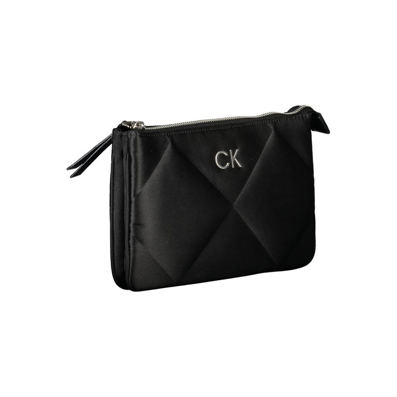 Black quilted polyester Calvin Klein shoulder bag with a silver zipper and logo