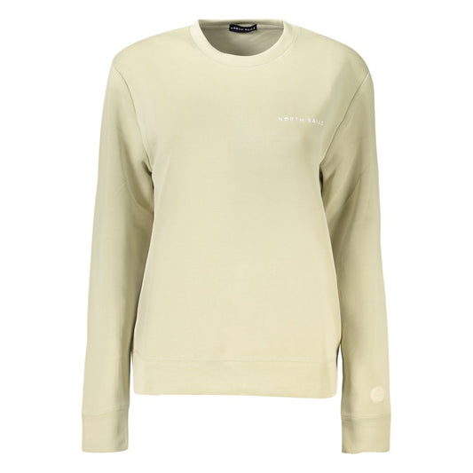 Light green modal crewneck sweatshirt for women with long sleeves and small white logo on the chest