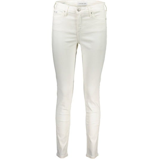 White cotton women's skinny jeans