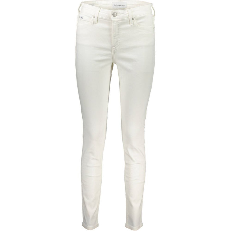 White cotton women's skinny jeans