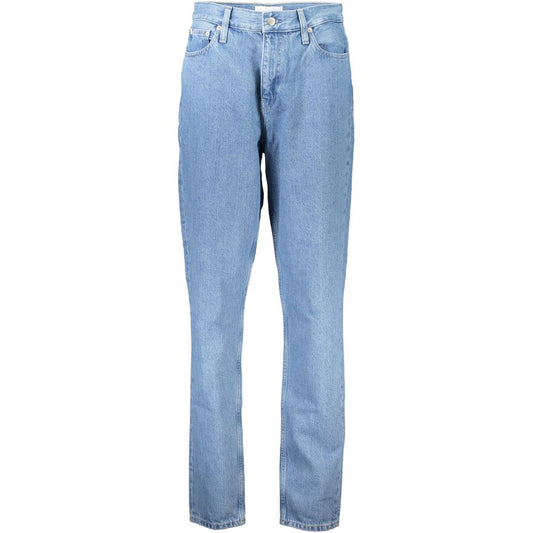 Light blue cotton straight-leg women jeans