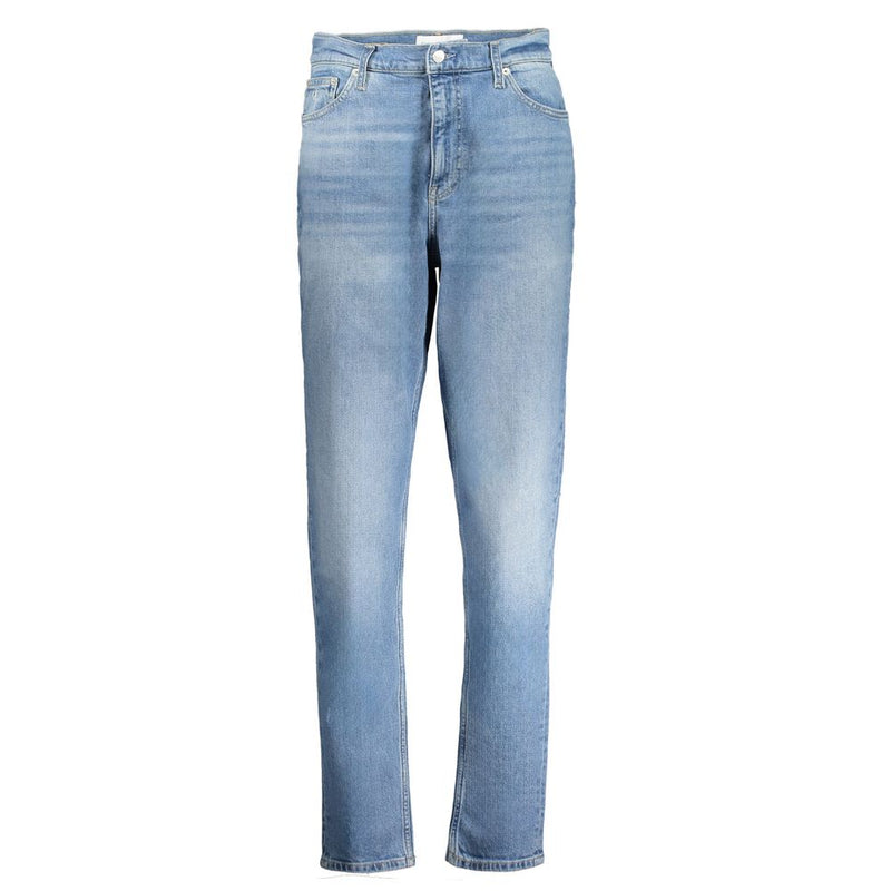 Light blue cotton women jeans in a straight leg style