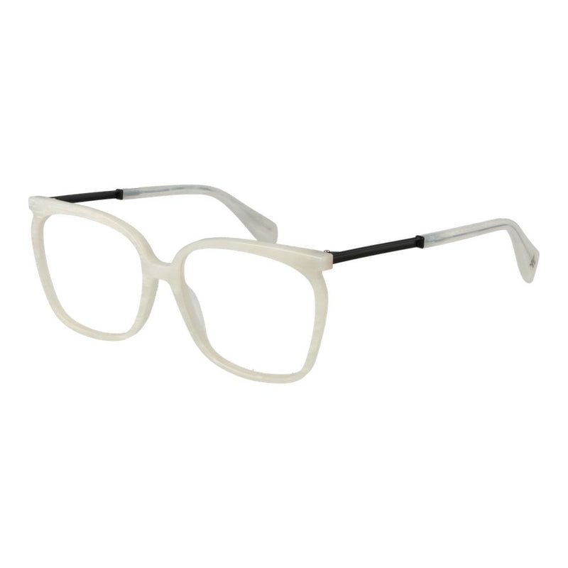 Yohji Yamamoto white plastic eyeglasses with thick square frames and black temples
