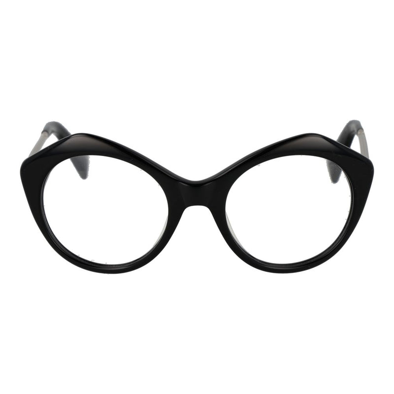 Black acetate cat-eye glasses frames with bold angular rims