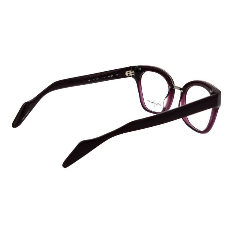 Purple acetate optical frames with thick rims and rounded lenses shown from the back angle