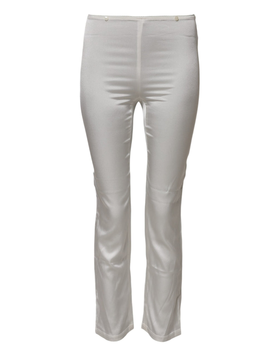 Dolce & Gabbana ivory silk tapered high waist pants