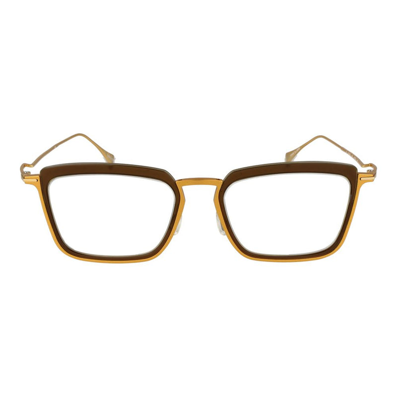 Yohji Yamamoto gold and brown metal square eyeglasses frames