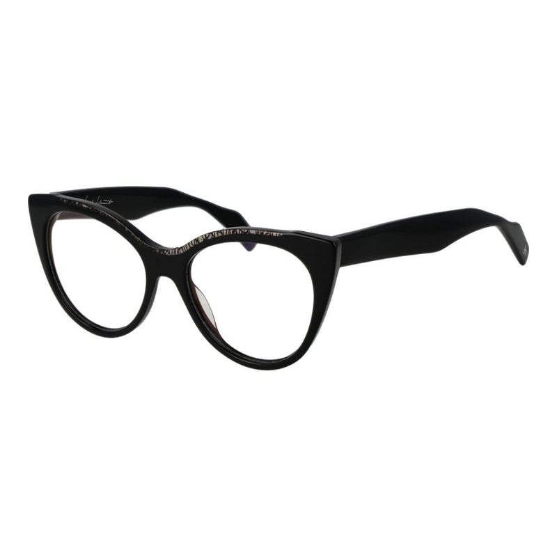 Black plastic cat-eye glasses frames with subtle textured detail along the top rim