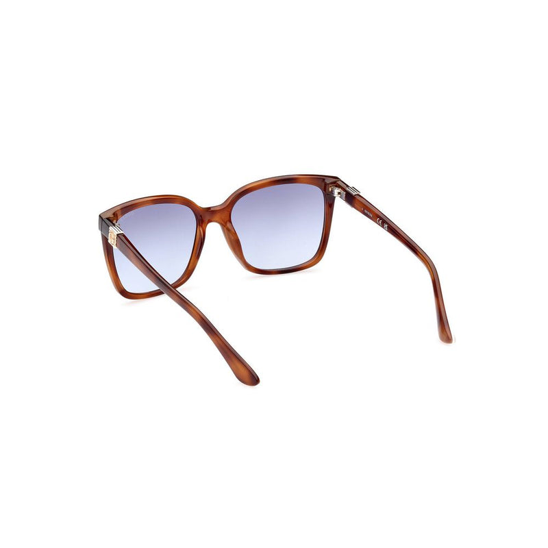 Tortoiseshell plastic sunglasses with gradient blue lenses and square frames