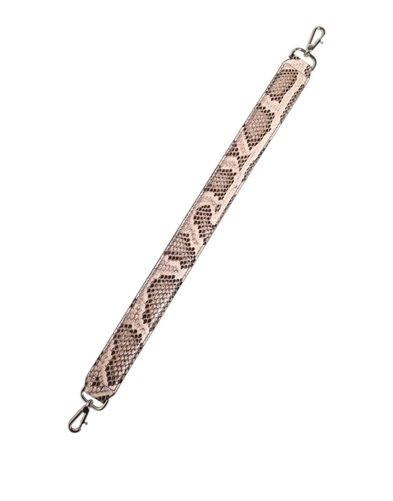 Beige snakeskin leather handbag shoulder strap with silver clasps