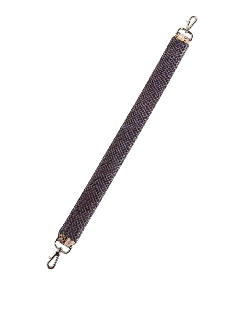 Beige exotic snakeskin leather handbag shoulder strap with metal clasps