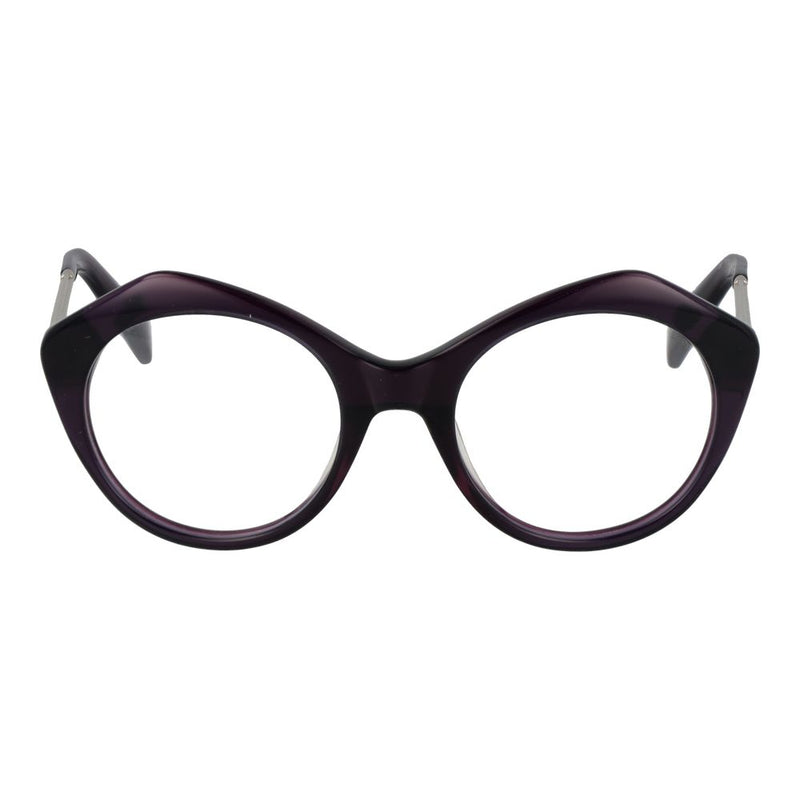 Dark purple cat-eye glasses frames made of plastic and metal