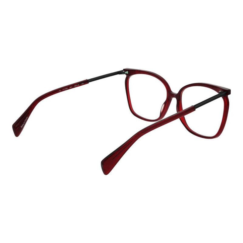 Red and black plastic and metal eyeglass frames