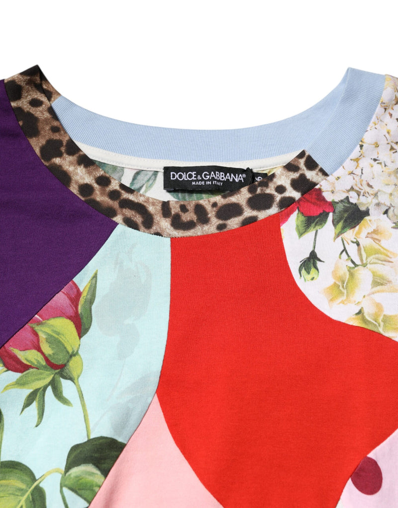 Dolce & Gabbana multicolor patchwork cotton silk blouse top with floral and leopard print