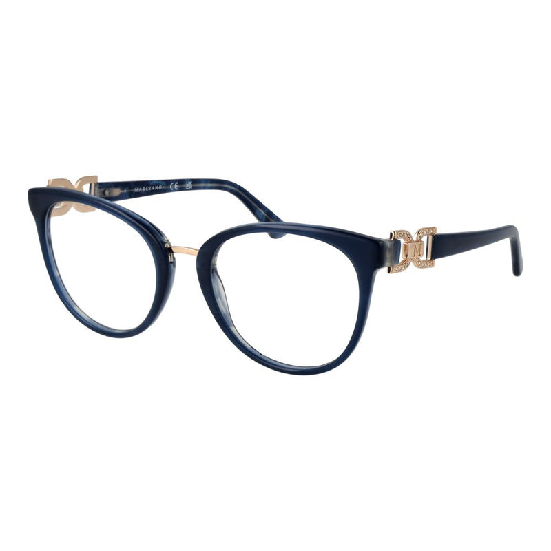 Marciano by Guess blue acetate cat-eye eyeglass frames with gold metallic side accents