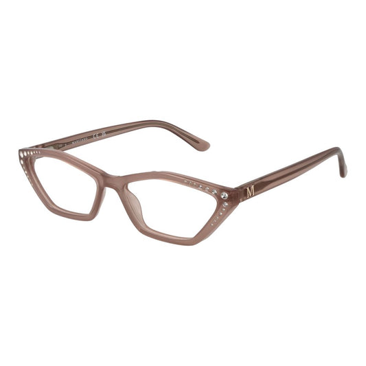 Beige plastic cat-eye glasses frames with crystal embellishments