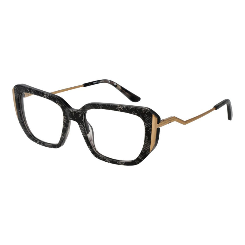 Marciano by Guess gray acetate frames with a black lace pattern and gold temples