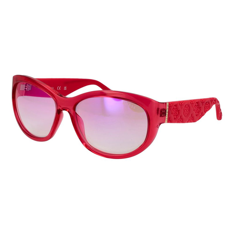 Bright pink chunky plastic sunglasses with gradient lenses and textured temples
