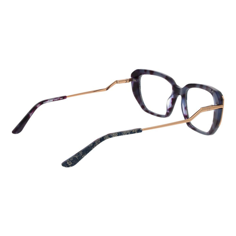 Multicolor acetate and metal eyeglass frames with purple tortoise front and thin gold temples
