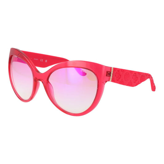 Bright pink oversized cat-eye sunglasses with gradient lenses and textured temples