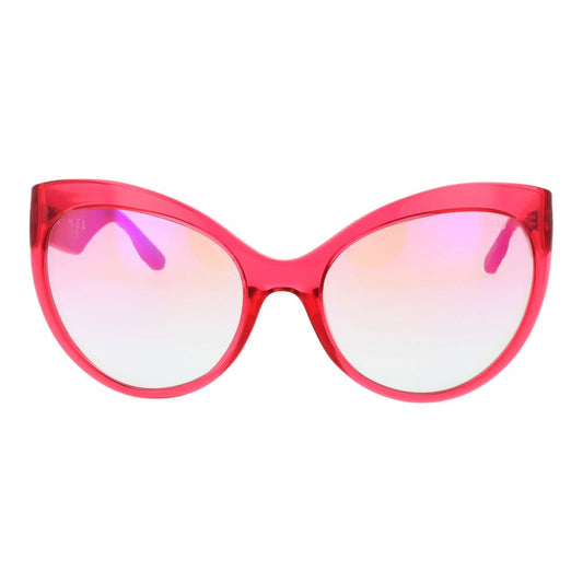 Pink cat-eye sunglasses with translucent frames and gradient lenses