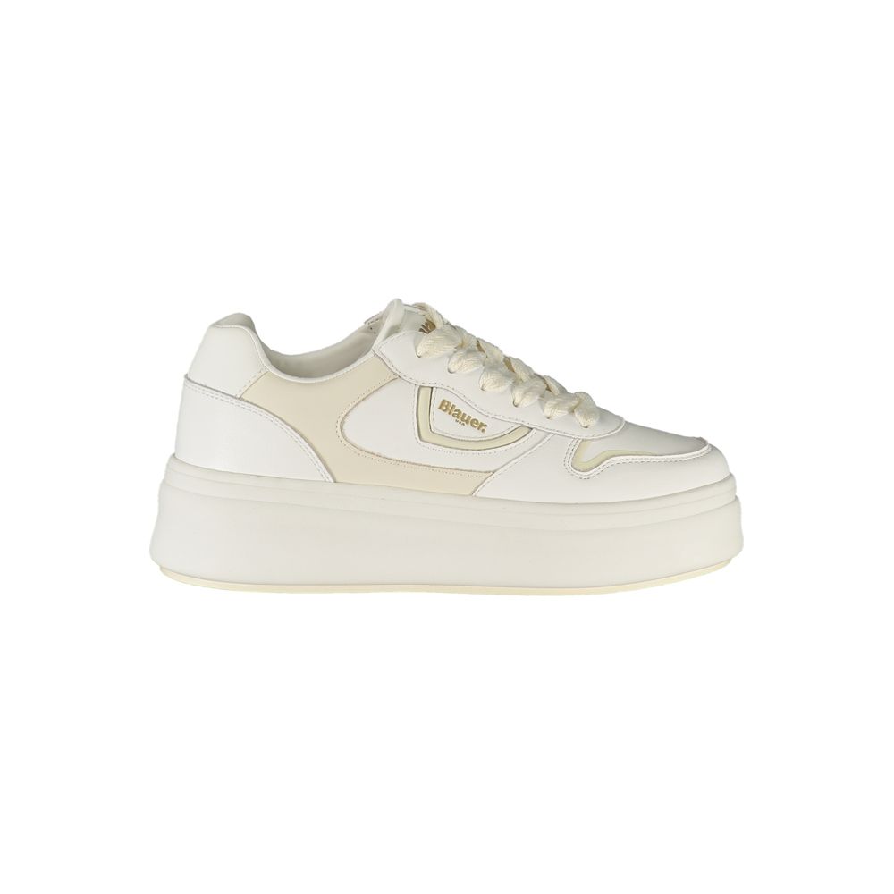 White Blauer women's platform sneakers in polyurethane with a casual, sporty style.