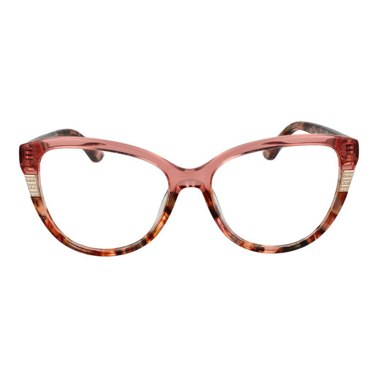Pink tortoise shell cat-eye acetate eyeglasses frames with gold hardware